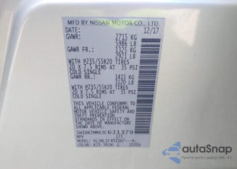 2018 Nissan Pathfinder S/Sv/Sl/Platinum из США, поврежденный, VIN 5N1DR2MMXJC631379